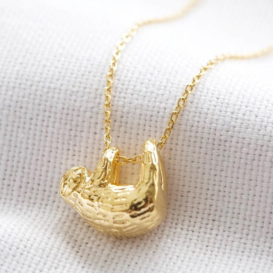 14k gold store sloth necklace