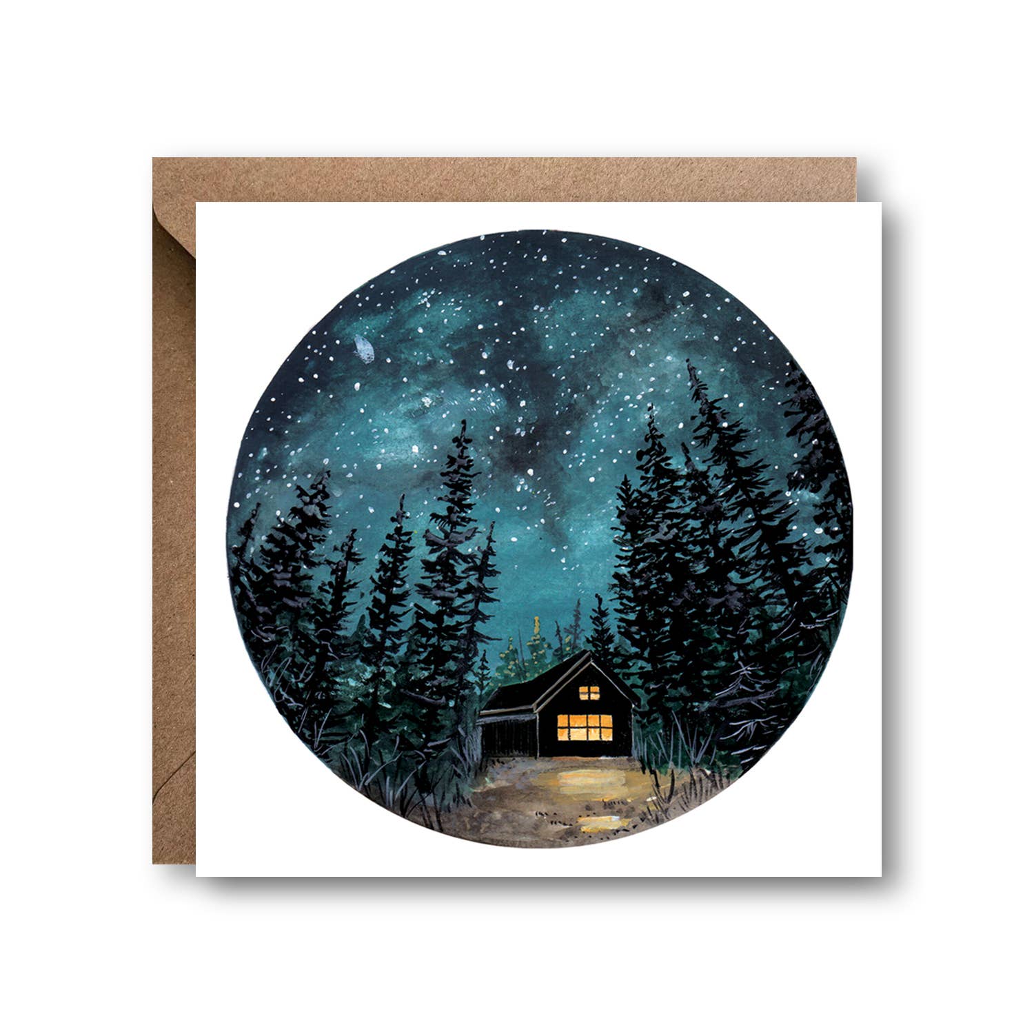 Cabin At Night Greetings Card Code SSS