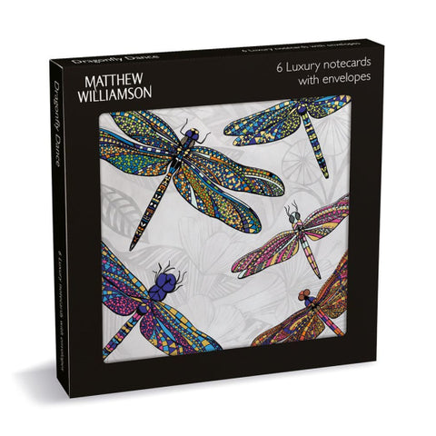 Dragonfly Dance Luxury Square Notecards 6 Cards