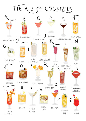 A-Z of Cocktails Greetings Card