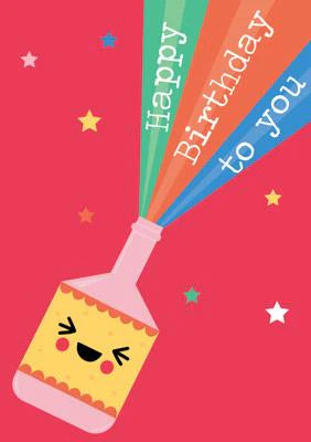 Happy Birthday Party Popper Greetings Card