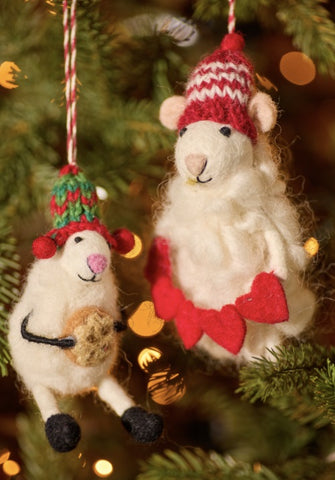 Christmas Mouse Felt Tree Decorations