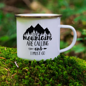 The Mountains are Calling Enamel Camper Mug