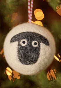 Sheep Bauble Felt Christmas Decoration