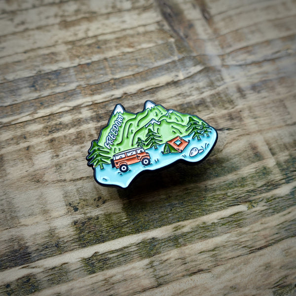 Freedom Camper Van Mountains Enamel Pin Badge