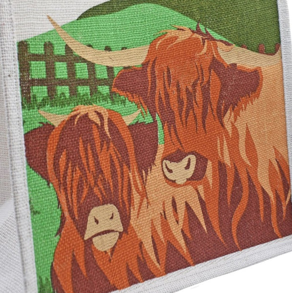 Highland Cattle Jute Shopper Bag