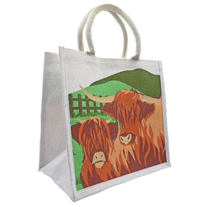 Highland Cattle Jute Shopper Bag