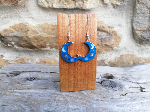 Large Cosmic Crescent Moon Earrings