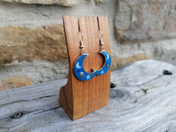 Large Cosmic Crescent Moon Earrings