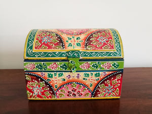 Hand Painted Green and Orange Box Chest