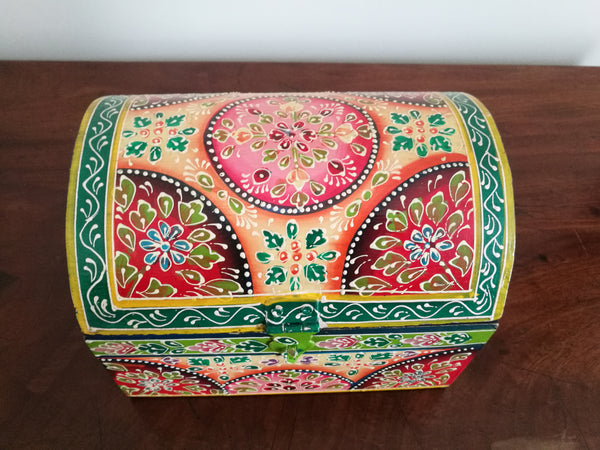 Hand Painted Green and Orange Box Chest