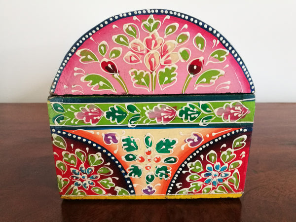 Hand Painted Green and Orange Box Chest