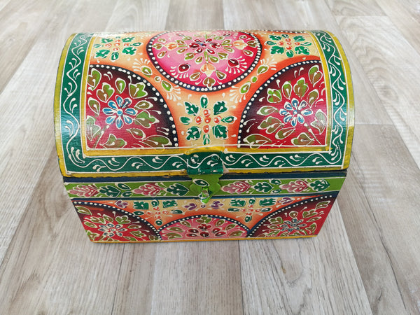 Hand Painted Green and Orange Box Chest