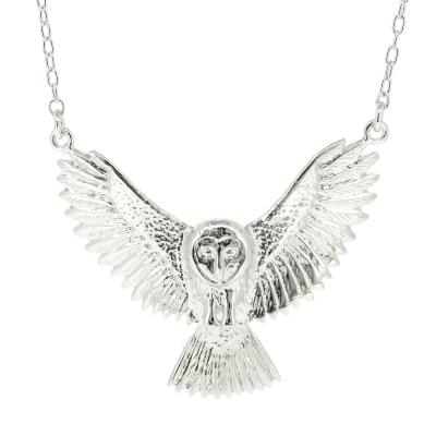 Nova Silver Barn Owl in Flight Necklace