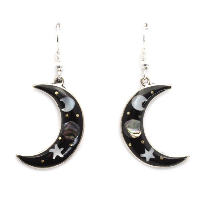 Large Cosmic Crescent Moon Earrings