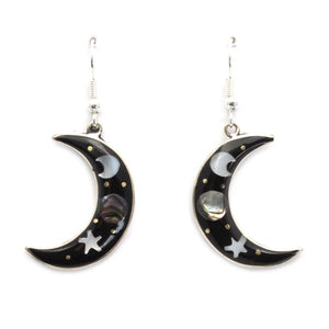 Large Cosmic Crescent Moon Earrings