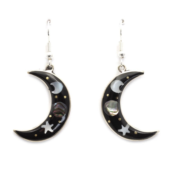 Large Cosmic Crescent Moon Earrings