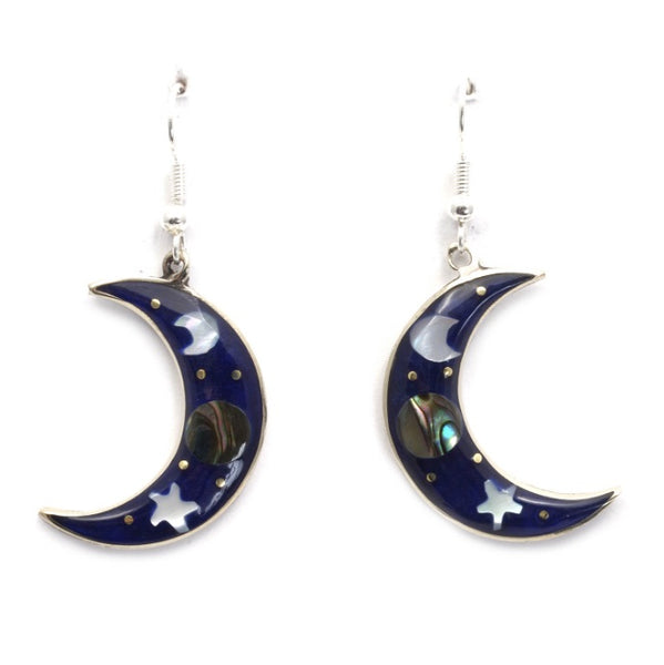 Large Cosmic Crescent Moon Earrings