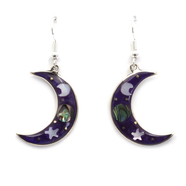 Large Cosmic Crescent Moon Earrings