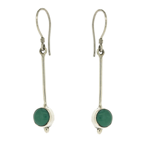 Nova Silver Long Round Turquoise Drop Earrings