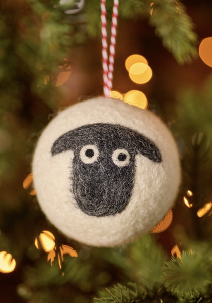 Sheep Bauble Felt Christmas Decoration