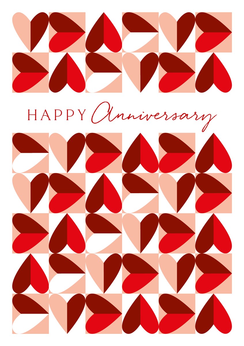 Happy Anniversary Hearts Greetings Card