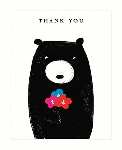 Bear Thank You Flowers Greetings Card