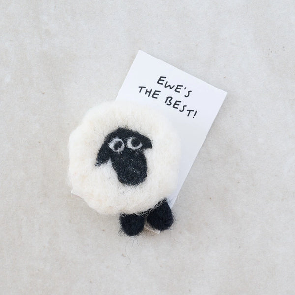 A Big Fluffy Thank Ewe Wool Felt Sheep in a Matchbox