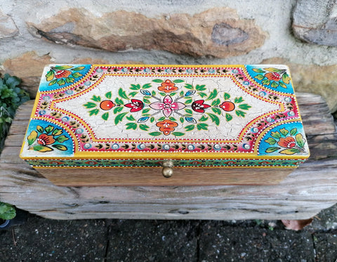 Small Hand Painted Floral Lidded Jewellery Box