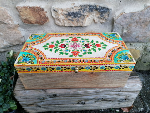 Medium Hand Painted Floral Lidded Jewellery Box