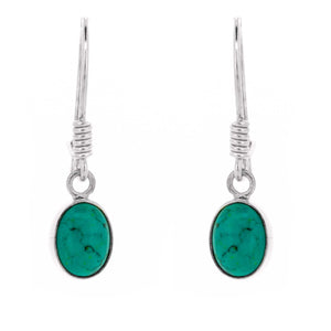 Nova Silver Oval Turquoise Drop Earrings