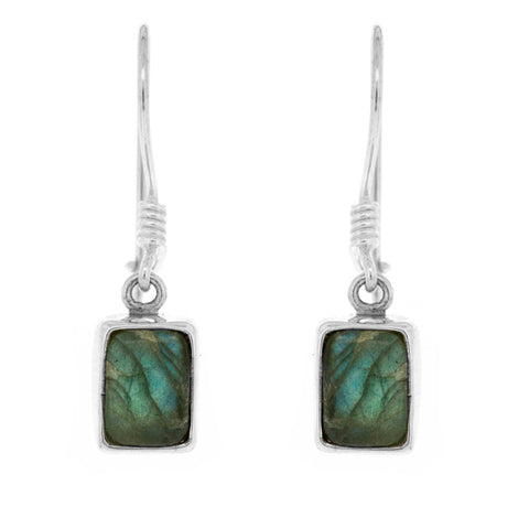 Nova Silver Labradorite Rectangle Drop Earrings