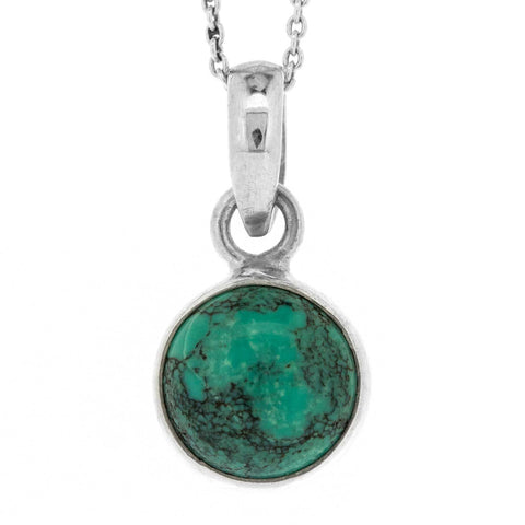 Nova Silver Turquoise Small Round Pendant