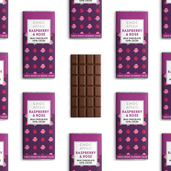 Raspberry and Rose Milk Chocolate Bar