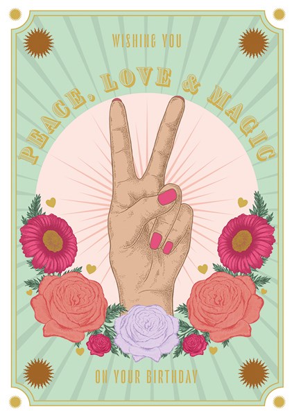 Peace Love and Magic Birthday Greetings Card