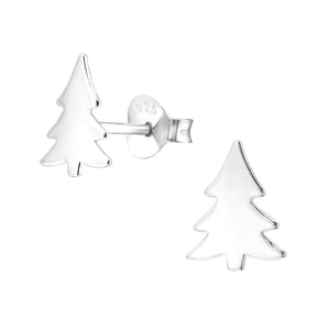 Christmas Tree Sterling Silver Stud Earrings