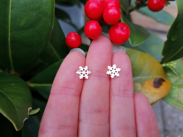 Snowflake Sterling Silver Stud Earrings