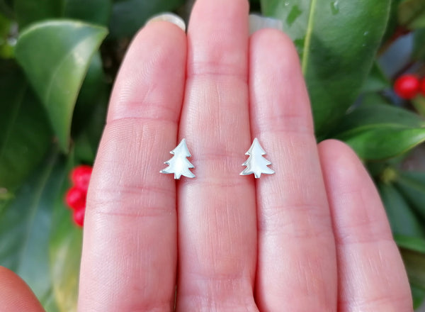 Christmas Tree Sterling Silver Stud Earrings