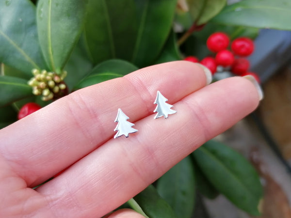 Christmas Tree Sterling Silver Stud Earrings