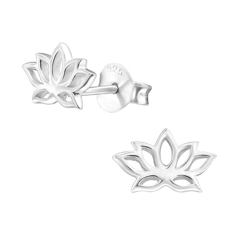 Lotus Flower Sterling Silver Stud Earrings